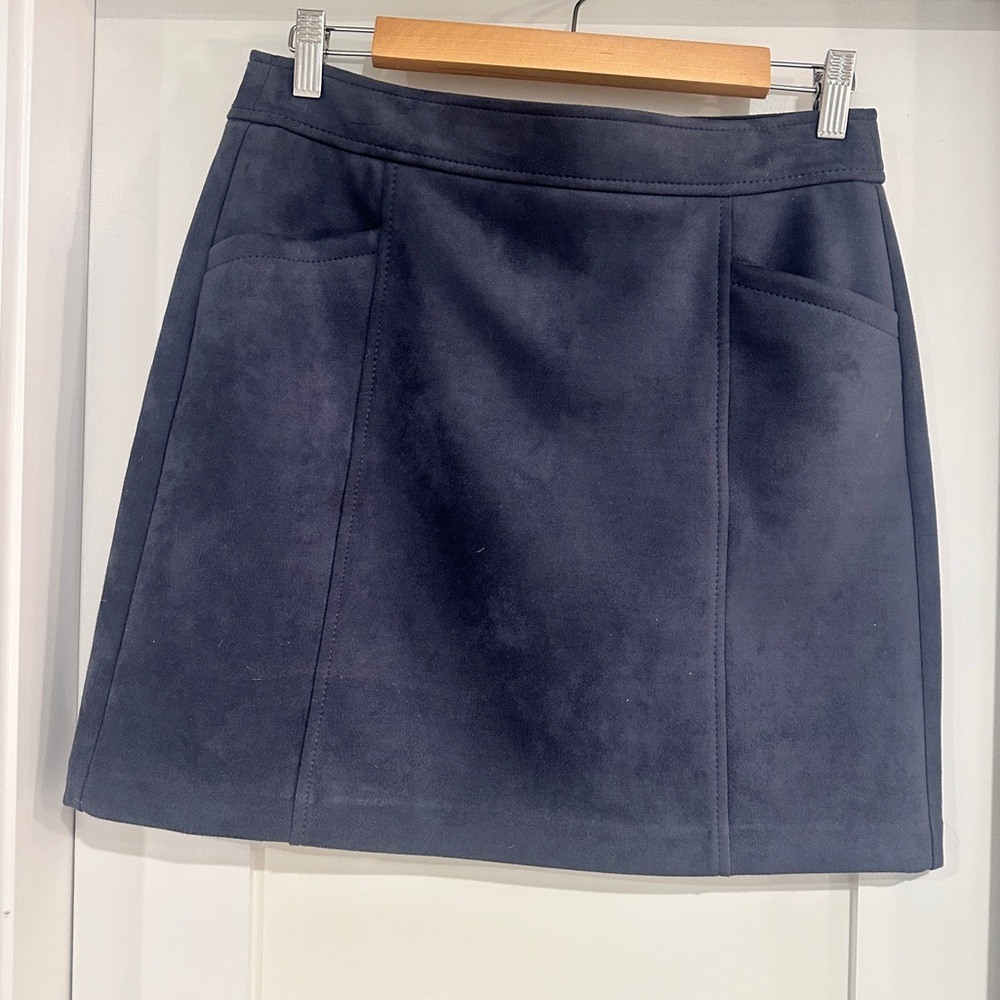 LOFT Faux Suede Midnight Blue Skirt